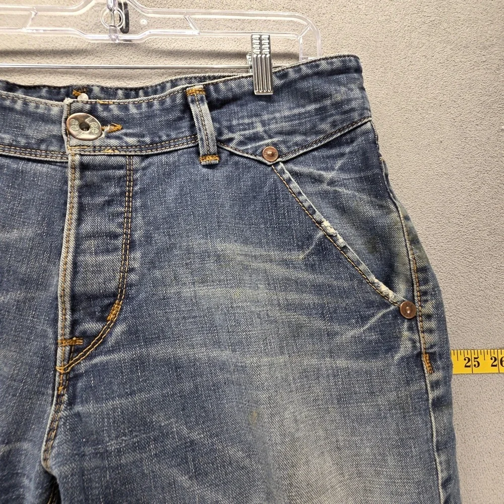 Lee Shorts Mens 38 Blue Denim Selvedge Nitro Bermuda Cutoff Jorts 15